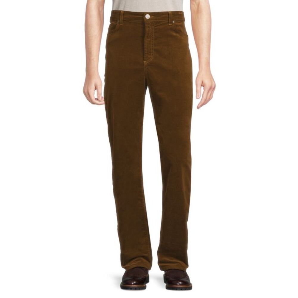 MONFRÈRE Brando Slim Fit Brown Velvet Pants Size 30 Luxe Designer Mens Trousers